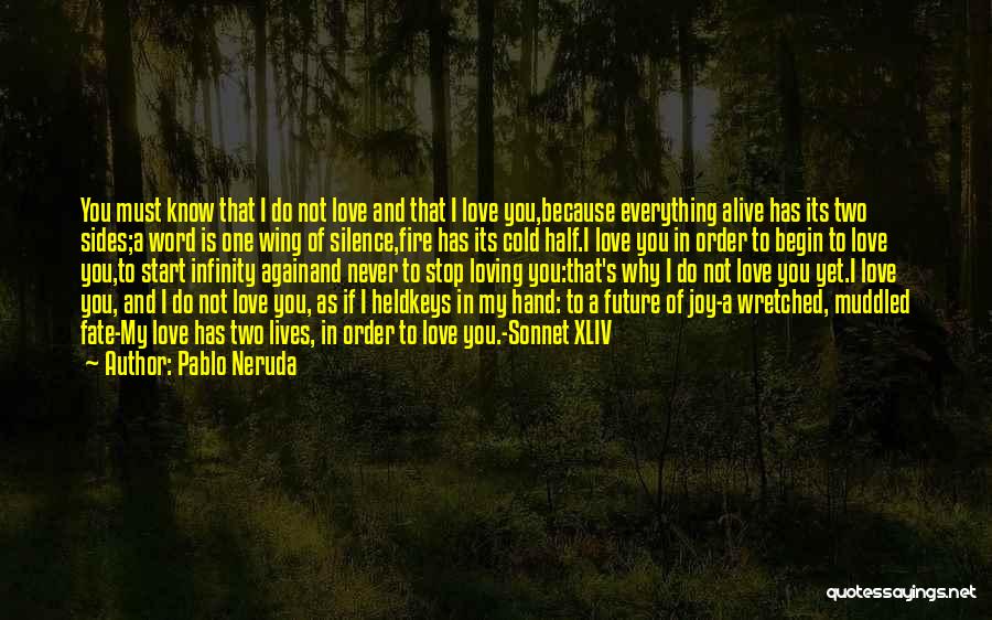 Pablo Neruda Quotes: You Must Know That I Do Not Love And That I Love You,because Everything Alive Has Its Two Sides;a Word