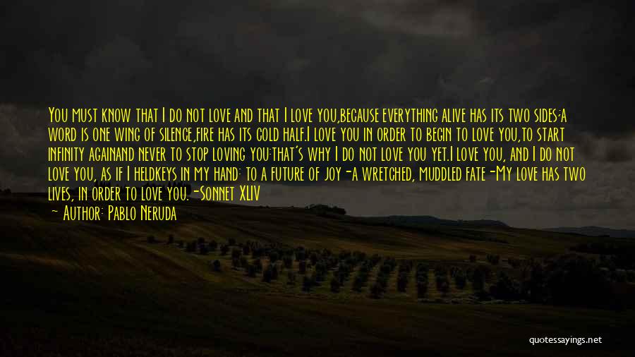 Pablo Neruda Quotes: You Must Know That I Do Not Love And That I Love You,because Everything Alive Has Its Two Sides;a Word