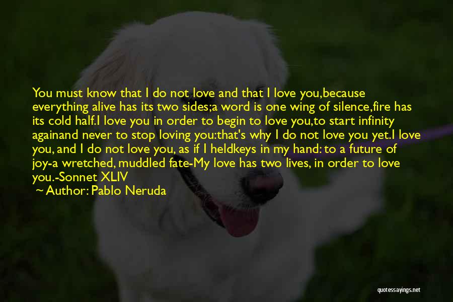 Pablo Neruda Quotes: You Must Know That I Do Not Love And That I Love You,because Everything Alive Has Its Two Sides;a Word