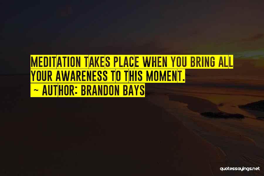 Brandon Bays Quotes: Meditation Takes Place When You Bring All Your Awareness To This Moment.