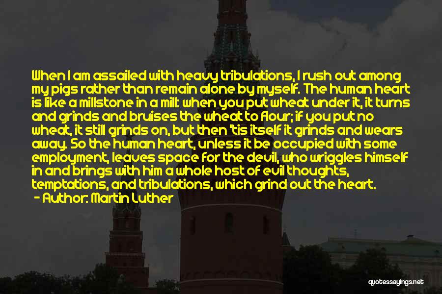 Martin Luther Quotes: When I Am Assailed With Heavy Tribulations, I Rush Out Among My Pigs Rather Than Remain Alone By Myself. The