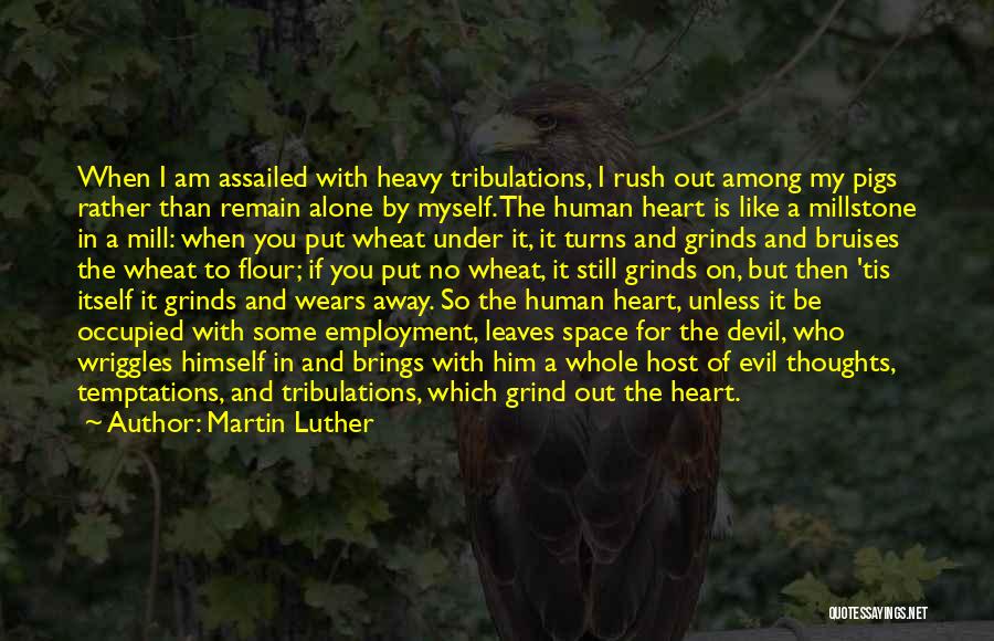 Martin Luther Quotes: When I Am Assailed With Heavy Tribulations, I Rush Out Among My Pigs Rather Than Remain Alone By Myself. The