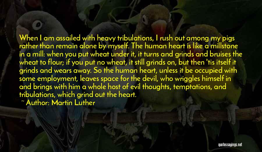 Martin Luther Quotes: When I Am Assailed With Heavy Tribulations, I Rush Out Among My Pigs Rather Than Remain Alone By Myself. The