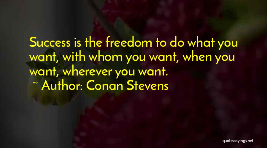 Conan Stevens Quotes: Success Is The Freedom To Do What You Want, With Whom You Want, When You Want, Wherever You Want.