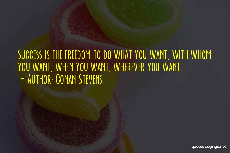 Conan Stevens Quotes: Success Is The Freedom To Do What You Want, With Whom You Want, When You Want, Wherever You Want.