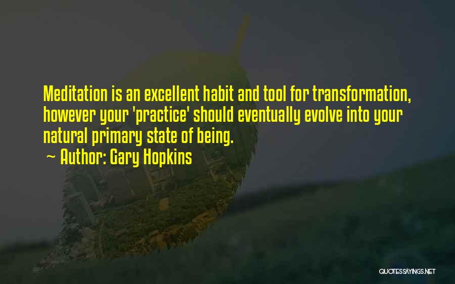 Gary Hopkins Quotes: Meditation Is An Excellent Habit And Tool For Transformation, However Your 'practice' Should Eventually Evolve Into Your Natural Primary State