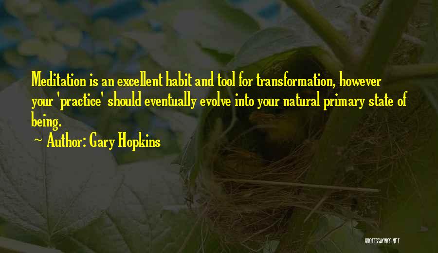 Gary Hopkins Quotes: Meditation Is An Excellent Habit And Tool For Transformation, However Your 'practice' Should Eventually Evolve Into Your Natural Primary State