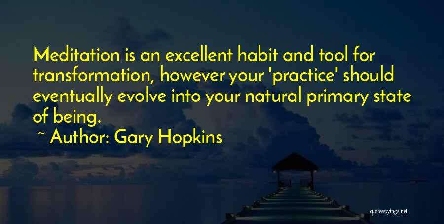 Gary Hopkins Quotes: Meditation Is An Excellent Habit And Tool For Transformation, However Your 'practice' Should Eventually Evolve Into Your Natural Primary State