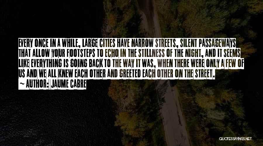 Jaume Cabre Quotes: Every Once In A While, Large Cities Have Narrow Streets, Silent Passageways That Allow Your Footsteps To Echo In The
