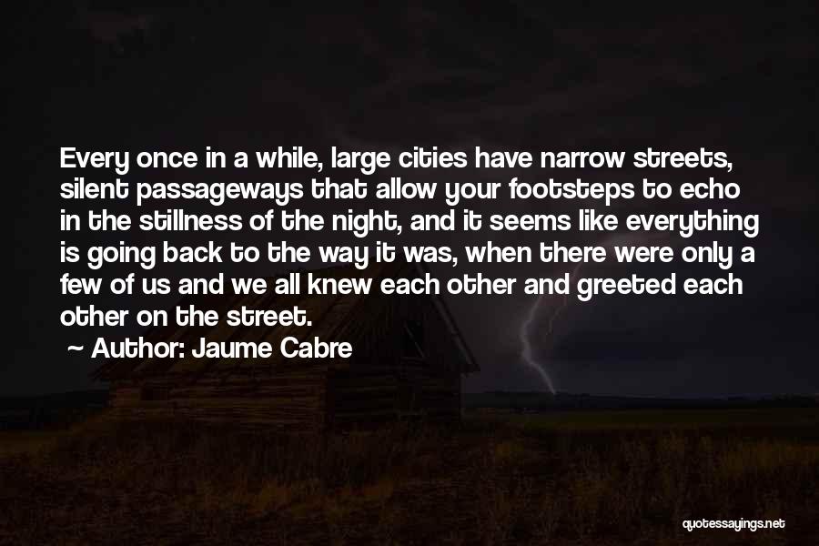 Jaume Cabre Quotes: Every Once In A While, Large Cities Have Narrow Streets, Silent Passageways That Allow Your Footsteps To Echo In The