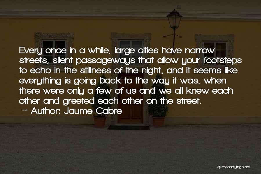 Jaume Cabre Quotes: Every Once In A While, Large Cities Have Narrow Streets, Silent Passageways That Allow Your Footsteps To Echo In The