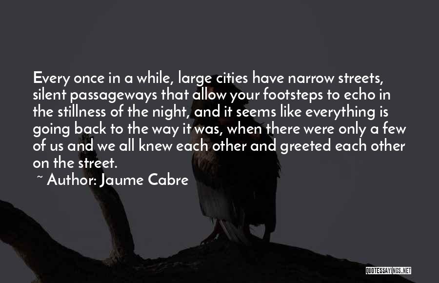 Jaume Cabre Quotes: Every Once In A While, Large Cities Have Narrow Streets, Silent Passageways That Allow Your Footsteps To Echo In The