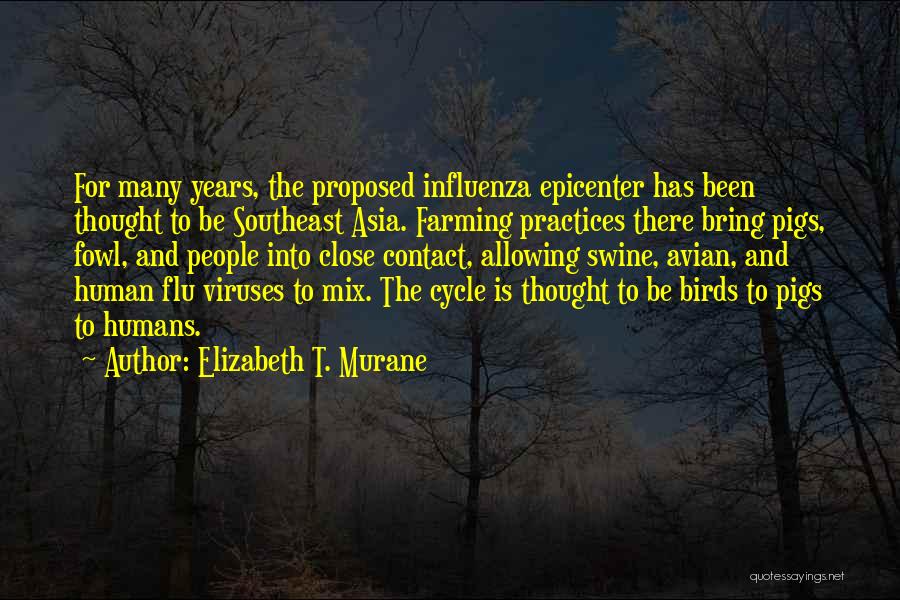 Elizabeth T. Murane Quotes: For Many Years, The Proposed Influenza Epicenter Has Been Thought To Be Southeast Asia. Farming Practices There Bring Pigs, Fowl,