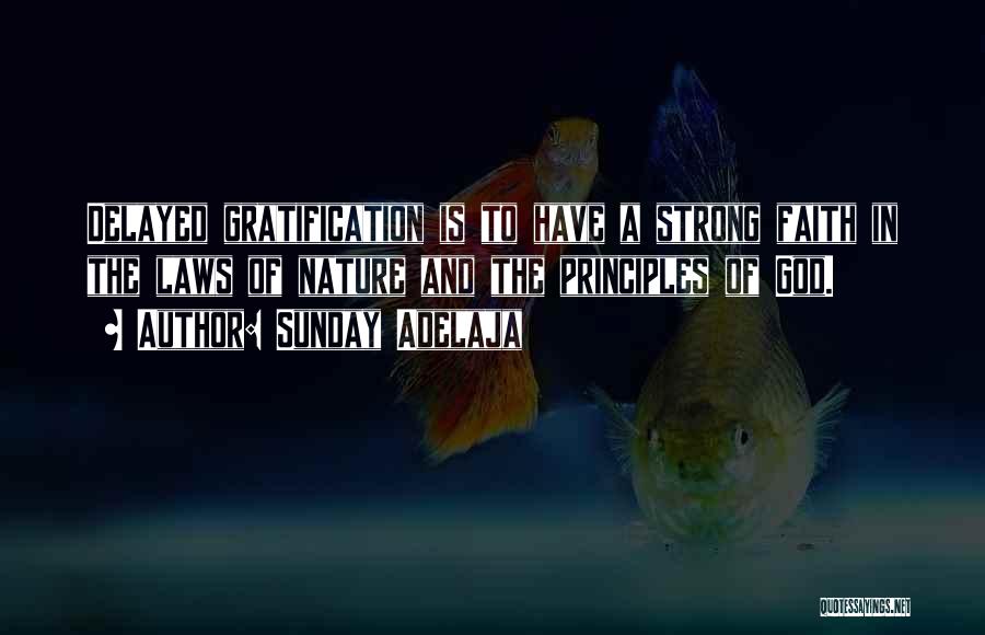 Sunday Adelaja Quotes: Delayed Gratification Is To Have A Strong Faith In The Laws Of Nature And The Principles Of God.