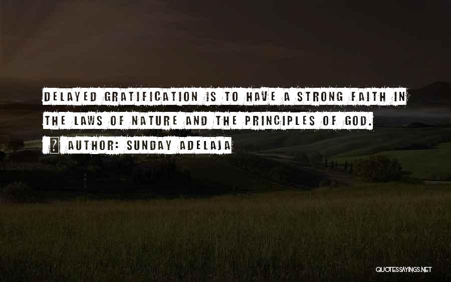 Sunday Adelaja Quotes: Delayed Gratification Is To Have A Strong Faith In The Laws Of Nature And The Principles Of God.