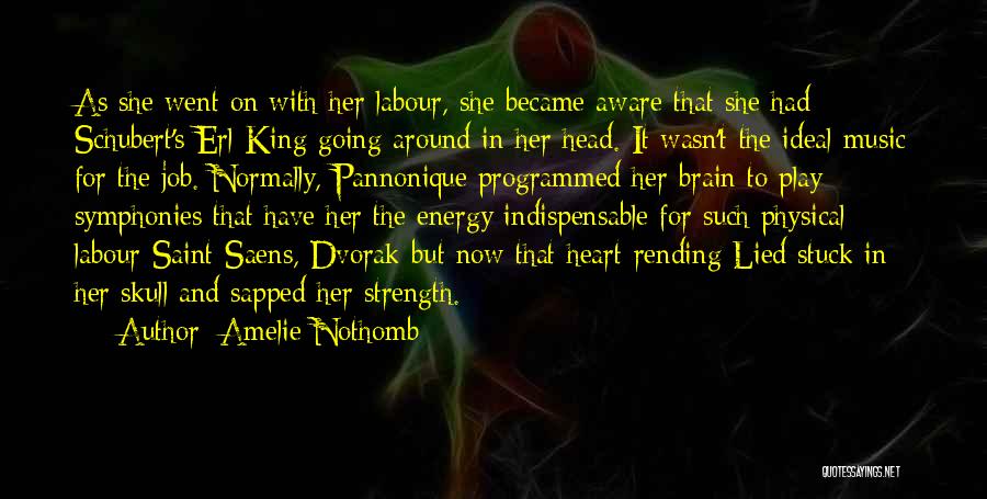 Amelie Nothomb Quotes: As She Went On With Her Labour, She Became Aware That She Had Schubert's Erl-king Going Around In Her Head.