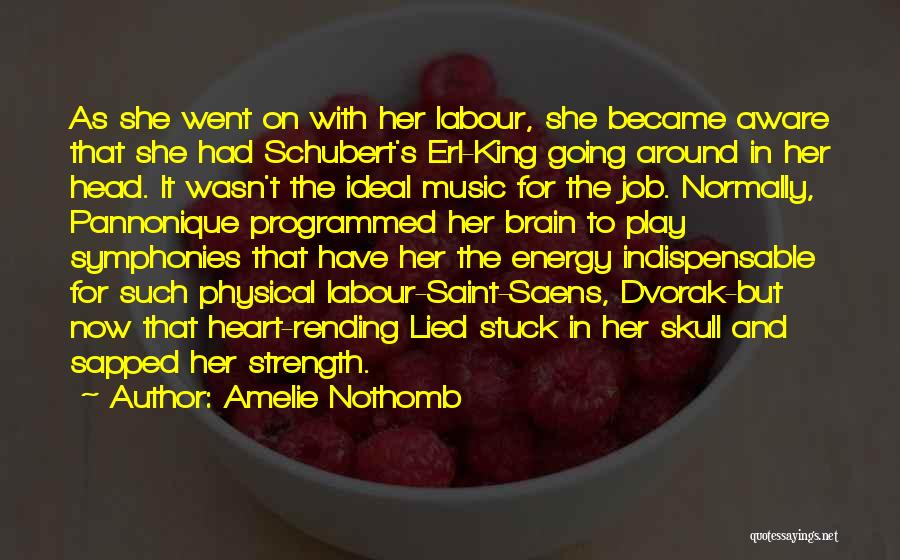 Amelie Nothomb Quotes: As She Went On With Her Labour, She Became Aware That She Had Schubert's Erl-king Going Around In Her Head.