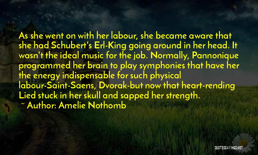 Amelie Nothomb Quotes: As She Went On With Her Labour, She Became Aware That She Had Schubert's Erl-king Going Around In Her Head.