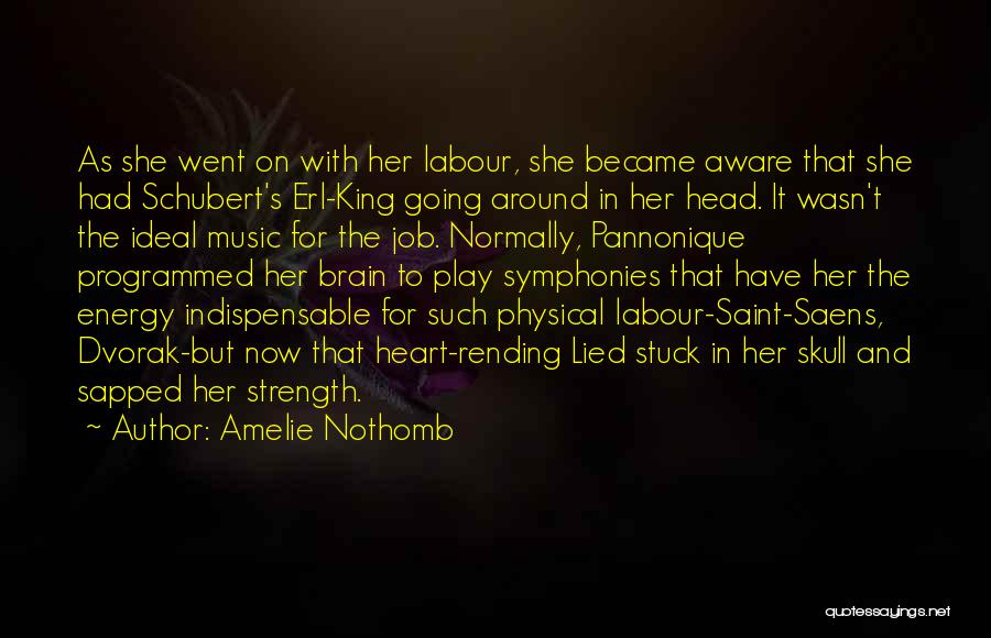 Amelie Nothomb Quotes: As She Went On With Her Labour, She Became Aware That She Had Schubert's Erl-king Going Around In Her Head.