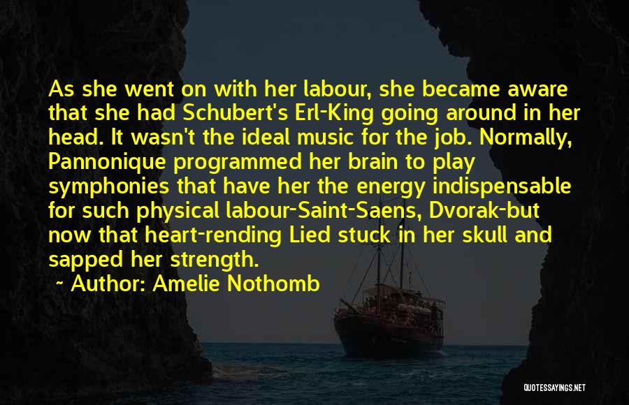 Amelie Nothomb Quotes: As She Went On With Her Labour, She Became Aware That She Had Schubert's Erl-king Going Around In Her Head.