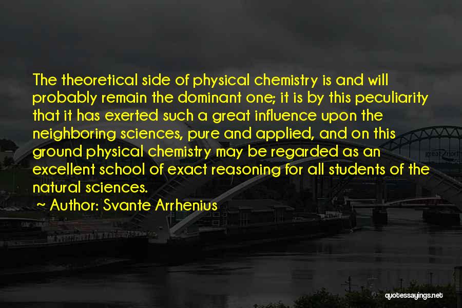 Svante Arrhenius Quotes: The Theoretical Side Of Physical Chemistry Is And Will Probably Remain The Dominant One; It Is By This Peculiarity That