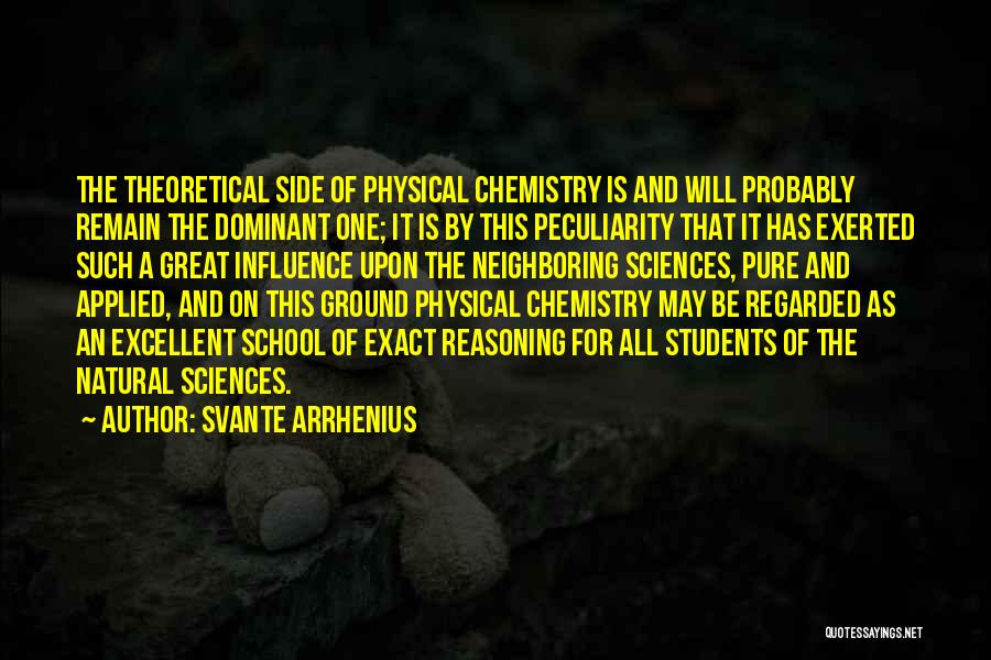 Svante Arrhenius Quotes: The Theoretical Side Of Physical Chemistry Is And Will Probably Remain The Dominant One; It Is By This Peculiarity That