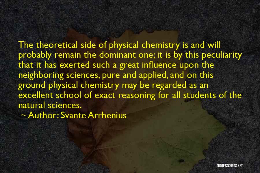 Svante Arrhenius Quotes: The Theoretical Side Of Physical Chemistry Is And Will Probably Remain The Dominant One; It Is By This Peculiarity That