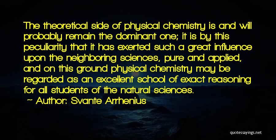 Svante Arrhenius Quotes: The Theoretical Side Of Physical Chemistry Is And Will Probably Remain The Dominant One; It Is By This Peculiarity That