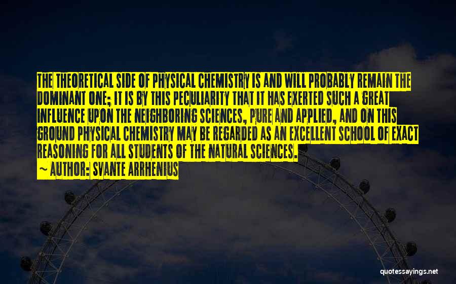 Svante Arrhenius Quotes: The Theoretical Side Of Physical Chemistry Is And Will Probably Remain The Dominant One; It Is By This Peculiarity That