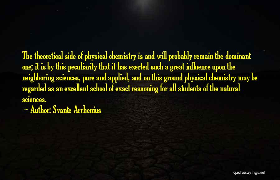 Svante Arrhenius Quotes: The Theoretical Side Of Physical Chemistry Is And Will Probably Remain The Dominant One; It Is By This Peculiarity That