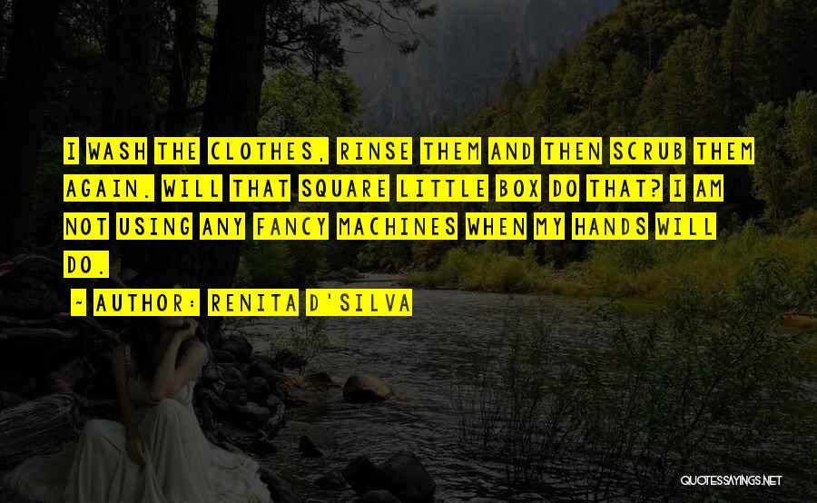 Renita D'Silva Quotes: I Wash The Clothes, Rinse Them And Then Scrub Them Again. Will That Square Little Box Do That? I Am