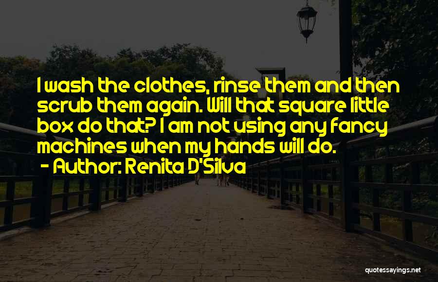 Renita D'Silva Quotes: I Wash The Clothes, Rinse Them And Then Scrub Them Again. Will That Square Little Box Do That? I Am