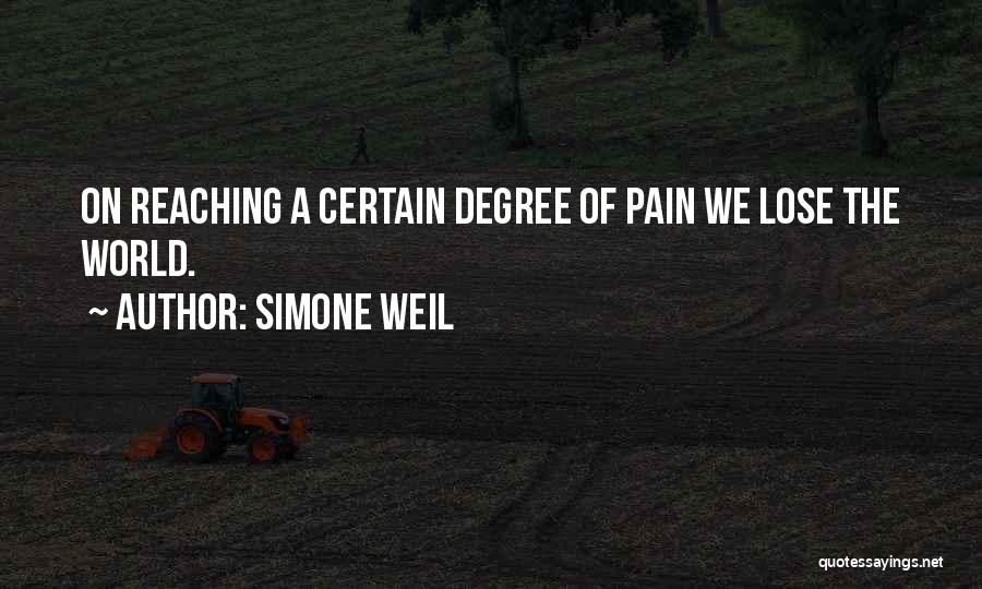 Simone Weil Quotes: On Reaching A Certain Degree Of Pain We Lose The World.