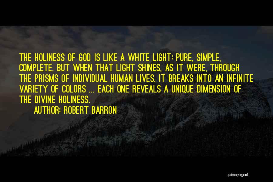 Robert Barron Quotes: The Holiness Of God Is Like A White Light: Pure, Simple, Complete. But When That Light Shines, As It Were,