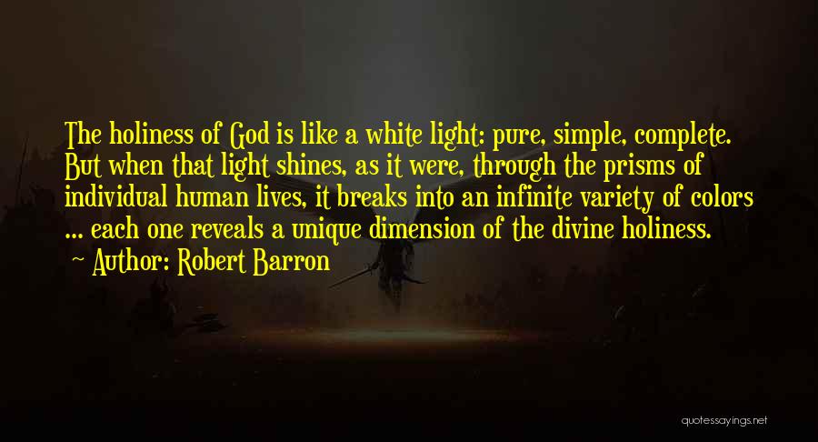 Robert Barron Quotes: The Holiness Of God Is Like A White Light: Pure, Simple, Complete. But When That Light Shines, As It Were,