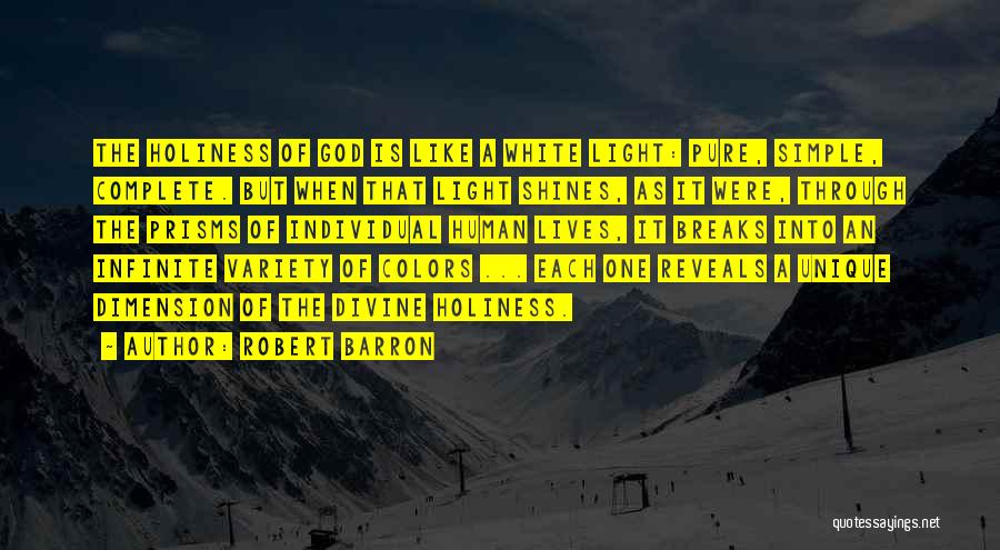 Robert Barron Quotes: The Holiness Of God Is Like A White Light: Pure, Simple, Complete. But When That Light Shines, As It Were,