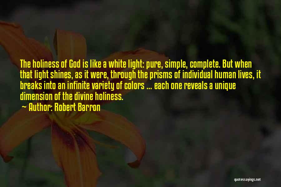 Robert Barron Quotes: The Holiness Of God Is Like A White Light: Pure, Simple, Complete. But When That Light Shines, As It Were,