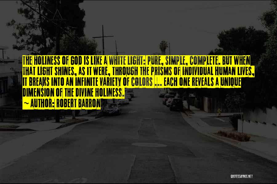 Robert Barron Quotes: The Holiness Of God Is Like A White Light: Pure, Simple, Complete. But When That Light Shines, As It Were,