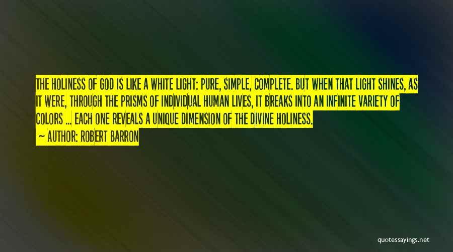 Robert Barron Quotes: The Holiness Of God Is Like A White Light: Pure, Simple, Complete. But When That Light Shines, As It Were,