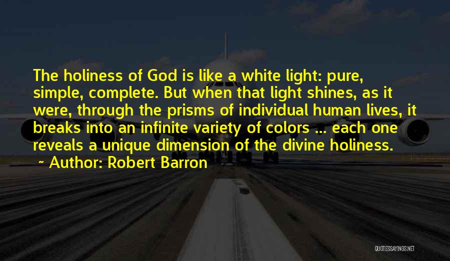Robert Barron Quotes: The Holiness Of God Is Like A White Light: Pure, Simple, Complete. But When That Light Shines, As It Were,