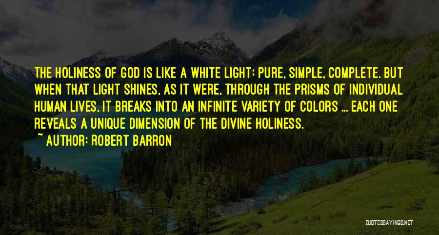 Robert Barron Quotes: The Holiness Of God Is Like A White Light: Pure, Simple, Complete. But When That Light Shines, As It Were,