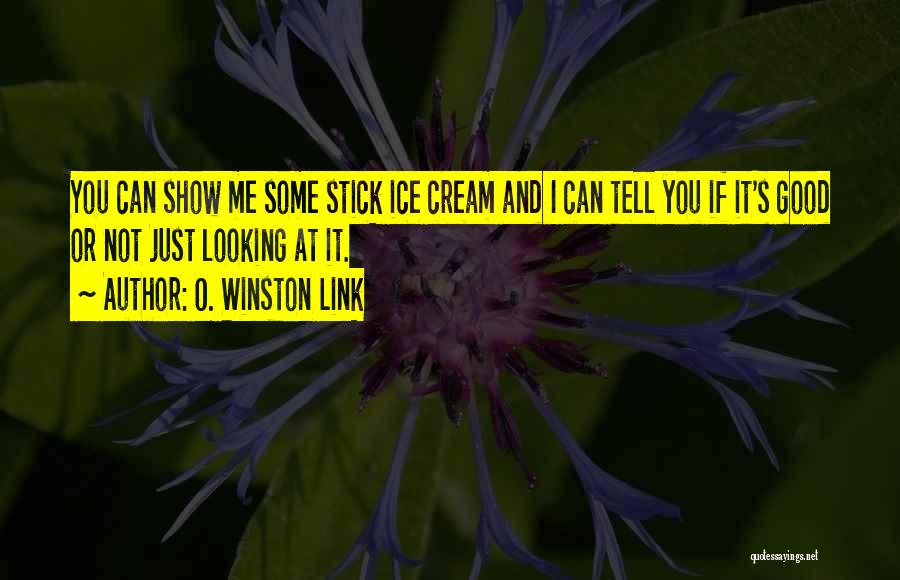 O. Winston Link Quotes: You Can Show Me Some Stick Ice Cream And I Can Tell You If It's Good Or Not Just Looking