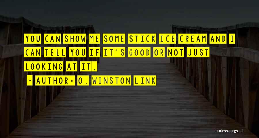 O. Winston Link Quotes: You Can Show Me Some Stick Ice Cream And I Can Tell You If It's Good Or Not Just Looking