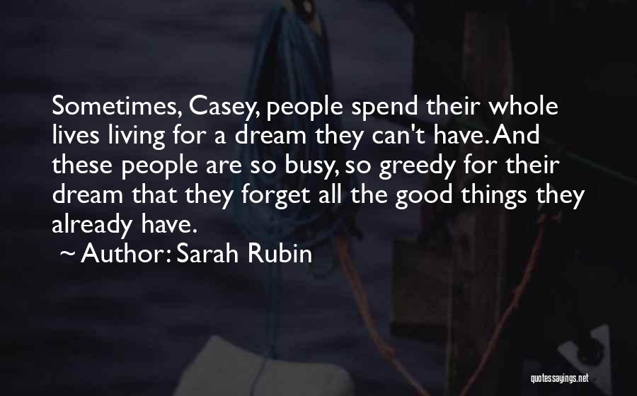 Sarah Rubin Quotes: Sometimes, Casey, People Spend Their Whole Lives Living For A Dream They Can't Have. And These People Are So Busy,