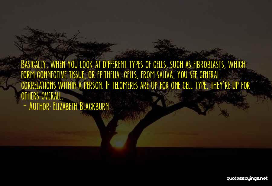 Elizabeth Blackburn Quotes: Basically, When You Look At Different Types Of Cells, Such As Fibroblasts, Which Form Connective Tissue, Or Epithelial Cells, From