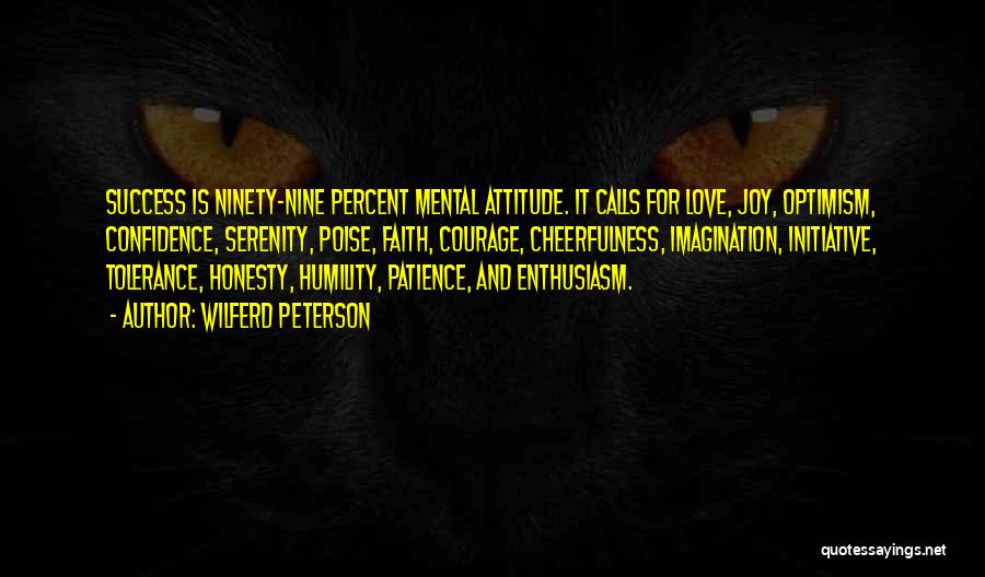 Wilferd Peterson Quotes: Success Is Ninety-nine Percent Mental Attitude. It Calls For Love, Joy, Optimism, Confidence, Serenity, Poise, Faith, Courage, Cheerfulness, Imagination, Initiative,