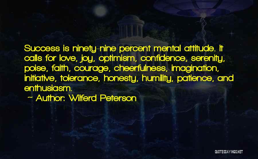 Wilferd Peterson Quotes: Success Is Ninety-nine Percent Mental Attitude. It Calls For Love, Joy, Optimism, Confidence, Serenity, Poise, Faith, Courage, Cheerfulness, Imagination, Initiative,