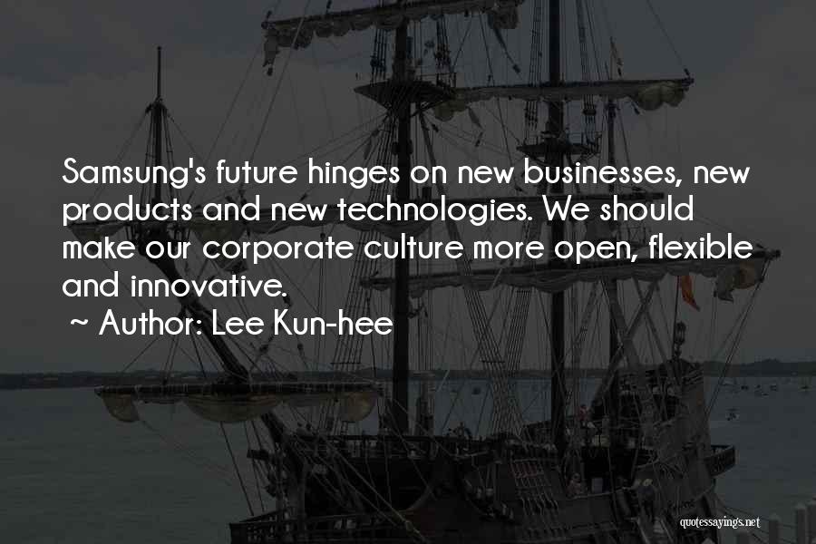 Lee Kun-hee Quotes: Samsung's Future Hinges On New Businesses, New Products And New Technologies. We Should Make Our Corporate Culture More Open, Flexible