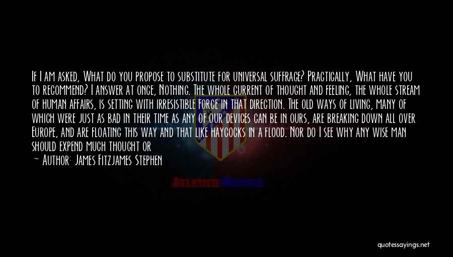 James Fitzjames Stephen Quotes: If I Am Asked, What Do You Propose To Substitute For Universal Suffrage? Practically, What Have You To Recommend? I