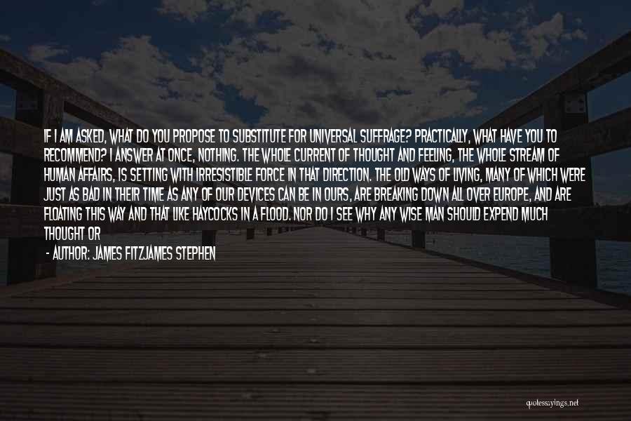 James Fitzjames Stephen Quotes: If I Am Asked, What Do You Propose To Substitute For Universal Suffrage? Practically, What Have You To Recommend? I